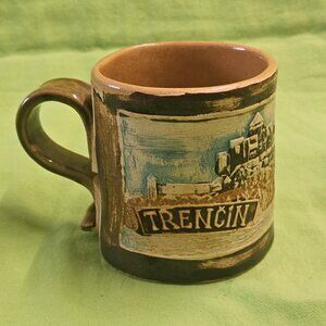 Trencin STUDIO ART Pottery Brown Rustic COFFEE Tea MUG 8.5 oz Stamped